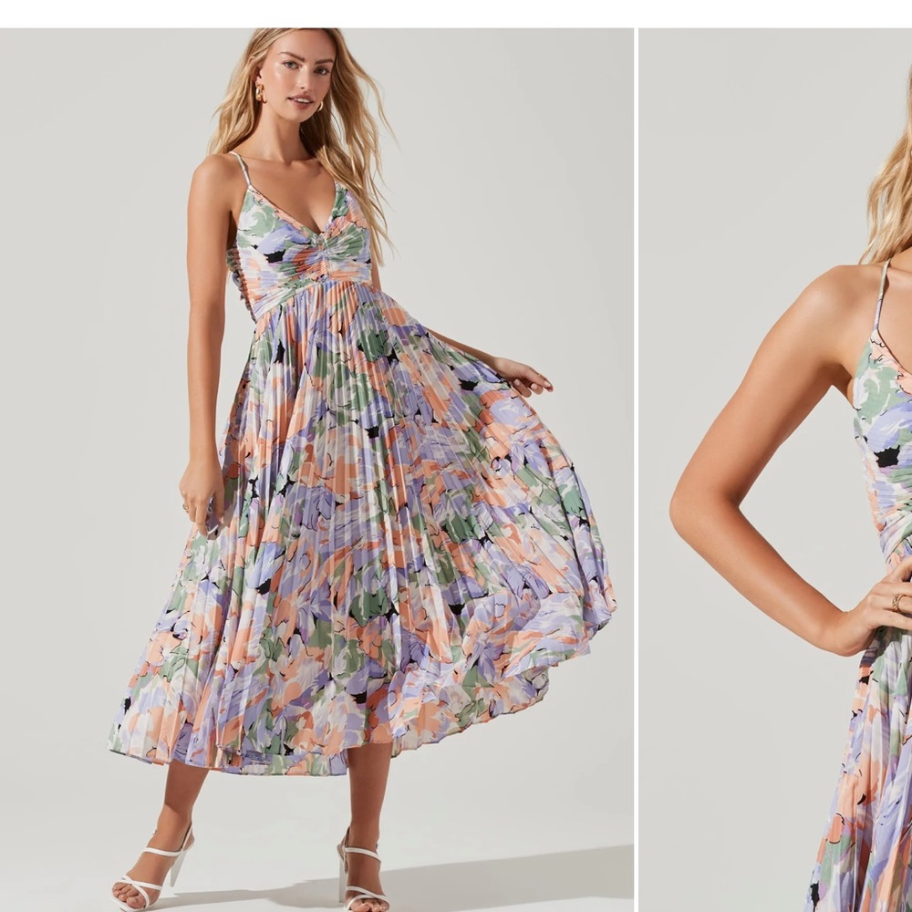 Blythe Floral Plisse Midi Dress - Astr